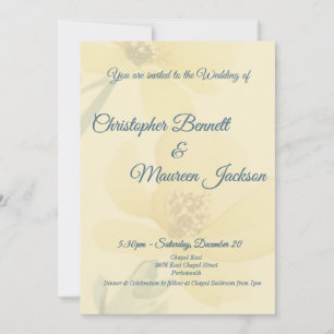 Blasse Butter Gelbe Flora Wasserfarbenhochzeit Einladung