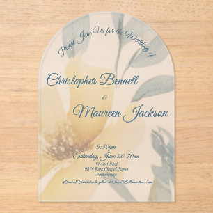 Blasse Butter Gelbe Wasserfarbe Blumenzehen Acryleinladungen