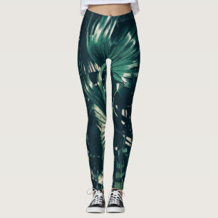 Blasse e-grün Palme-Blatt-Leggings Leggings
