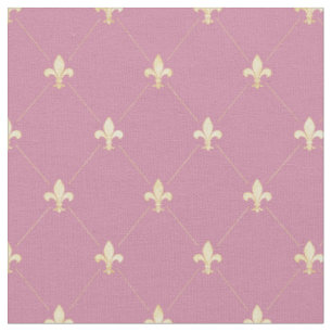 Blasse Gold Fleur-de-Lis (in kleinem Maßstab) Pink Stoff