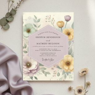 Blasse Lavendel-Blumen-Hochzeit im Whimsical-Stil Einladung