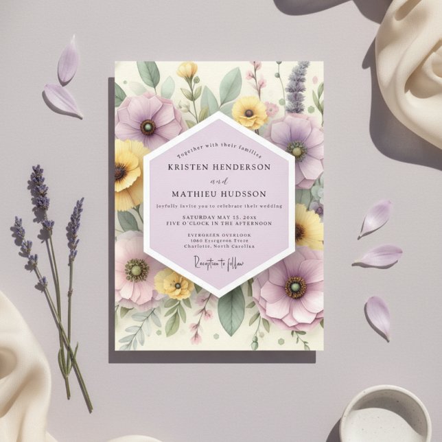 Blasse Lavendel-Botanik-Whimsy-Hochzeit Einladung (Von Creator hochgeladen)