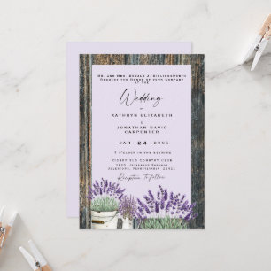 Blasse Lavendel-Rustikal-Hochzeit Einladung
