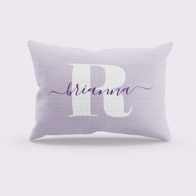 Blasse lila Schriftname Fettschrift-Monogramm Dekokissen (Pale Purple Script Name Bold Monogram Accent Pillow)