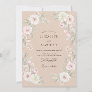 Blasse Pfirsich-Blüten-Hochzeit Einladung