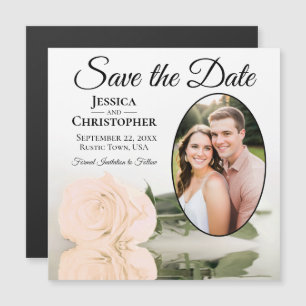 Blasse Pfirsich-Rosen-Hochzeit Save The Date Foto- Magnetkarte