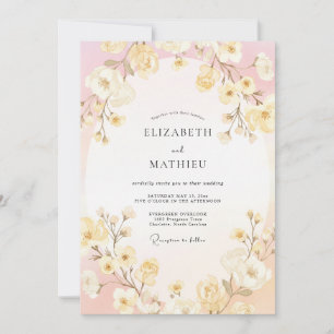 Blasse rosa anmutige Brautblüten-Hochzeit Einladung