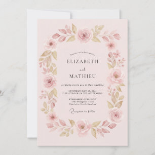 Blasse rosa ätherische Blütenhochzeit Einladung