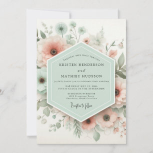 Blasse rosa florale Hochzeitsromantik Einladung