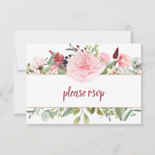 Blasse rosa Pfingstrosen Grün RSVP Karte