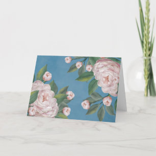 Blasse rosa Rosen mit navyblauem Hintergrund Karte