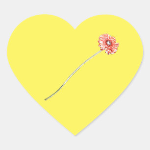 Blasse rote Gerbera-Blüte Herz-Aufkleber