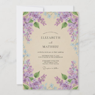 Blasse Veilchen-Wisteria-Hochzeit Einladung