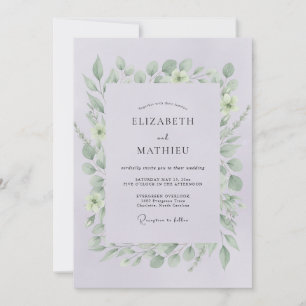 Blasse Violette Blätterhochzeit Einladung