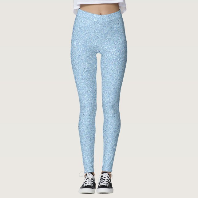 Blasser Baby-Blau-Imitat-Glitzer Leggings (Vorderseite)
