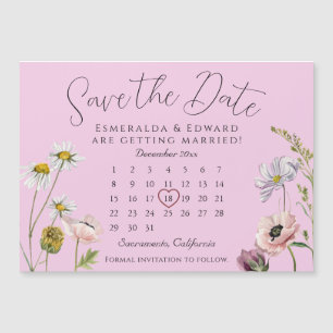 Blasser Lila Blume Hochzeitkalender Save the Date Magnetkarte