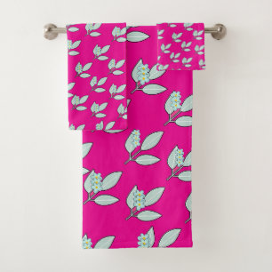 Blasser Wasserleder mit Blüten - rosa Geschenk Badhandtuch Set
