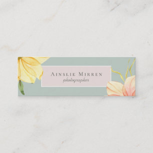 Blasses Aqua erröten das Blumen Aquarell Mini Visitenkarte