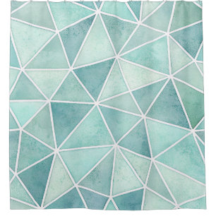 Blasses Aqua-Geometrisches Mosaik – Polygon Duschvorhang