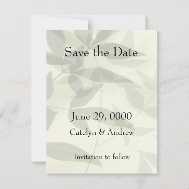Blasses Blätter Save The Date (Vorderseite)
