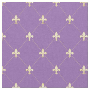 Blasses Gold Fleur-de-Lis (kleine Ausführung) Lila Stoff