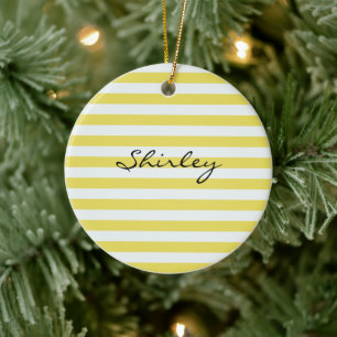 Blasses Gold und weiße Streifen von Shirley Taylor Keramik Ornament