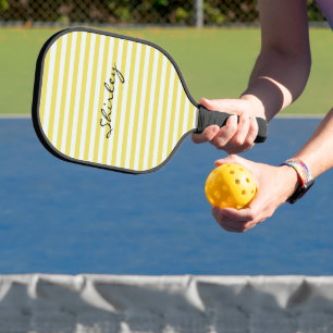 Blasses Gold und weiße Streifen von Shirley Taylor Pickleball Schläger