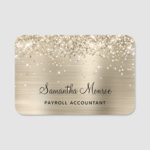 Blasses Goldglitter und Folie Namensschild