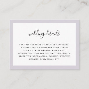 Blasses Lavendel Wasserfarbener Hochzeitskarte Begleitkarte