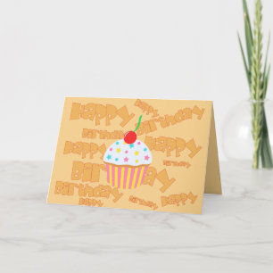 Blasses Orange glücklich Geburtstag mit Cupcake Karte