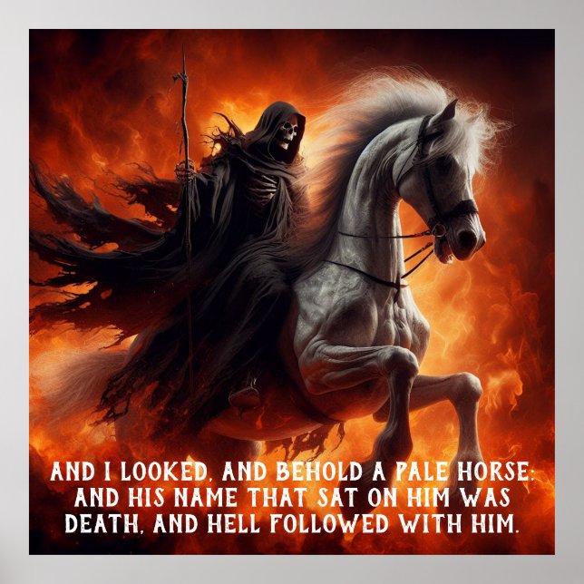 Blasses Pferd und Reiter Poster (Vorne)