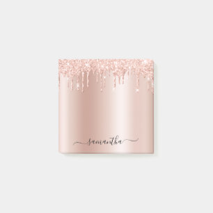 Blasses Roségold-Glitter-Tropf-Schimmer Post-it Klebezettel