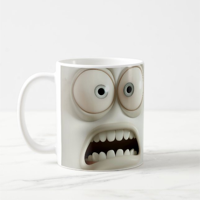 Blasses sarkastisches Gesicht 3D-Mug-Wrap Kaffeetasse (Links)