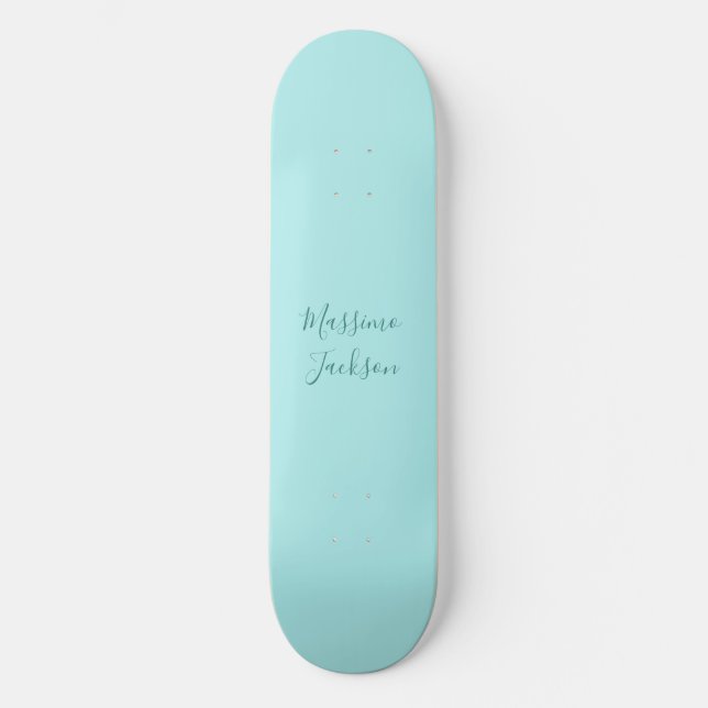 Blasses Türkis Minimalistischer Name Personalisier Skateboard (Vorderseite)