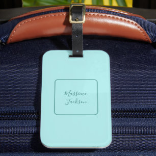 Blasses Türkis Minimalistischer Name Personalized Gepäckanhänger