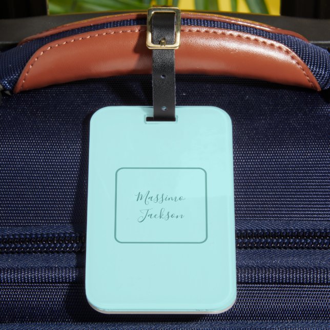 Blasses Türkis Minimalistischer Name Personalized Gepäckanhänger (Vorderseite Insitu 2)