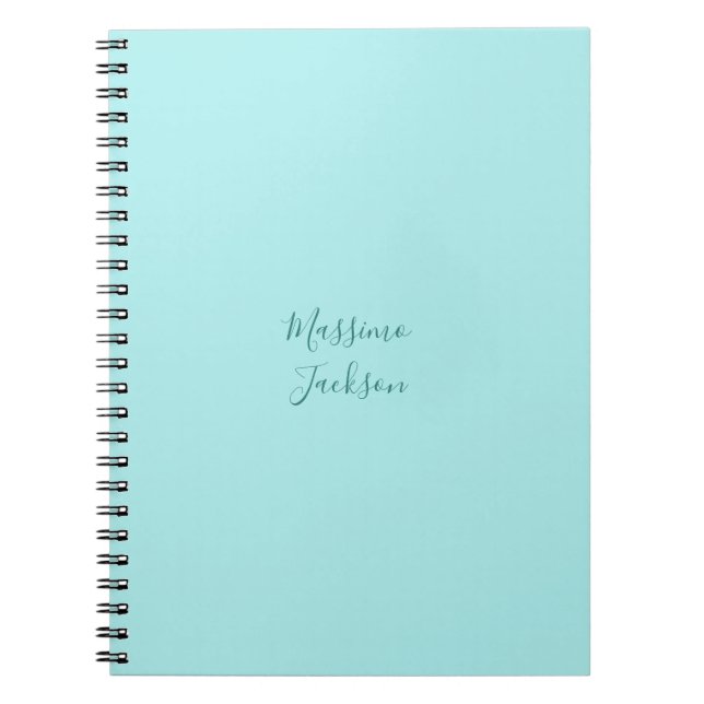 Blasses Türkis Minimalistischer Name Personalized Notizblock (Vorderseite)