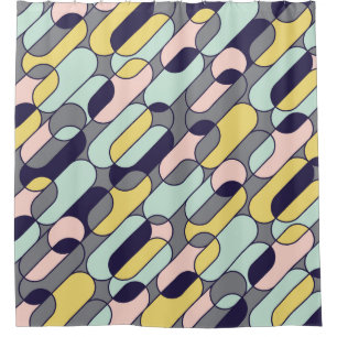 Blassfarben Geometrie: Retro-Muster Duschvorhang