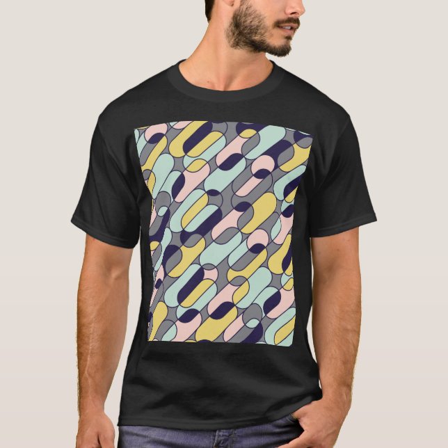 Blassfarben Geometrie: Retro-Muster T-Shirt (Vorderseite)