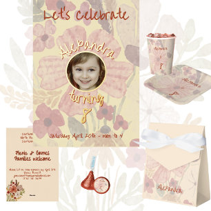Blassgelb & rotes Wasserfarbe Florals Pappteller