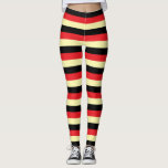 Blassgelb, Schwarz und Rot Streifen Leggings<br><div class="desc">Abstrakte digitale Kunst aus blassgelben, schwarzen und roten Streifen.</div>