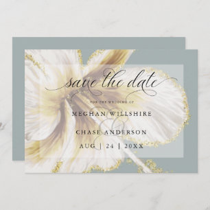 Blassgelb und Elfenbeintropische Blume Wasserfarbe Save The Date
