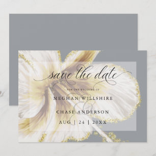 Blassgelb und Elfenbeintropische Blume Wasserfarbe Save The Date