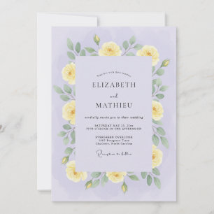 Blassgelbe Blütenromanze Hochzeit Einladung