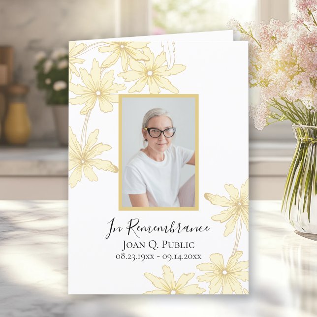 Blassgelbe Daisy-Blume Begräbnisdienst geklappt Programm (Von Creator hochgeladen)