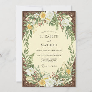 Blassgelbe Farne Hochzeit Einladung