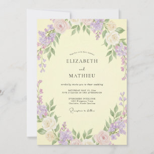 Blassgelbe gedämpfte Lilienblüten-Hochzeit Einladung