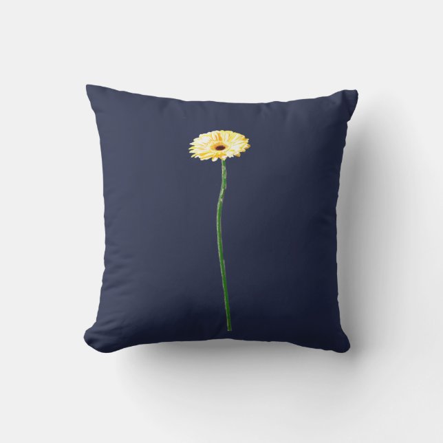 Blassgelbe Gerbera-Blume Muster Kissen (Vorderseite)