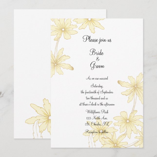 Blassgelbe Hochzeit Einladung (Vorne/Hinten)