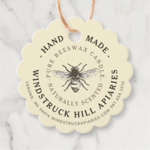 Blassgelbe Jakobsmuschel BEESWAX KANDLE Tag Geschenkanhänger